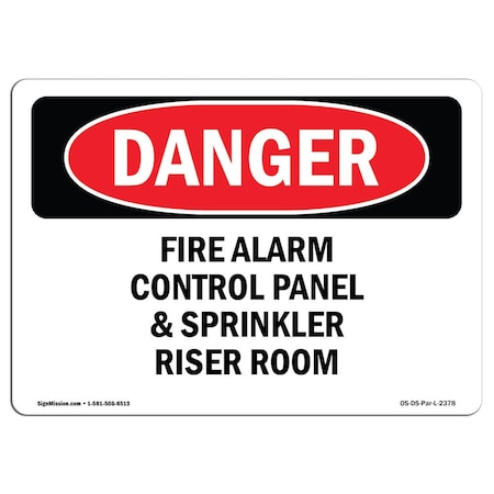 Signmission OSHA Sign, 3.5" Height, Fire Alarm Control Panel And Sprinkler Riser Room, Landscape, 10PK OS-DS-D-35-L-2378-10PK